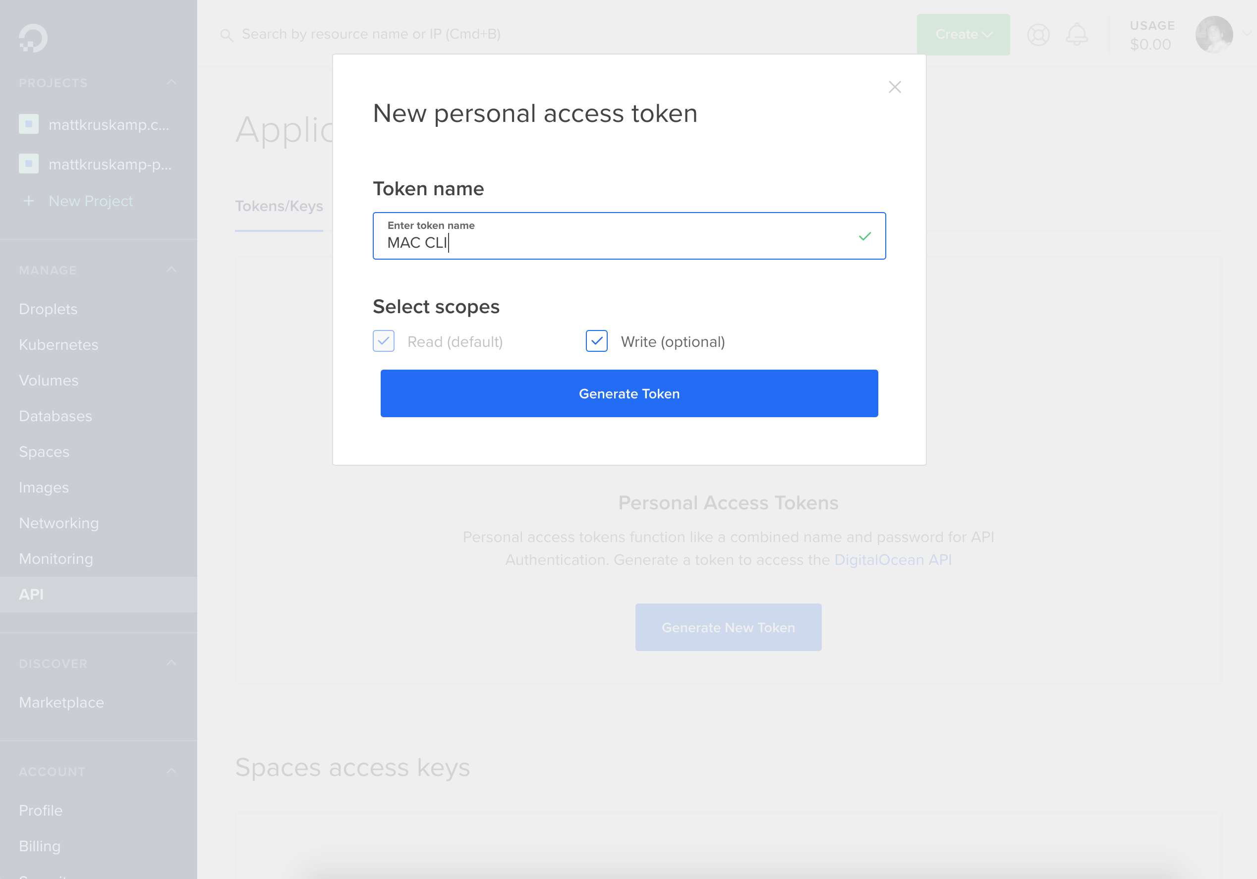 create access tokens