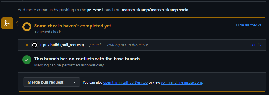 Pull request check
