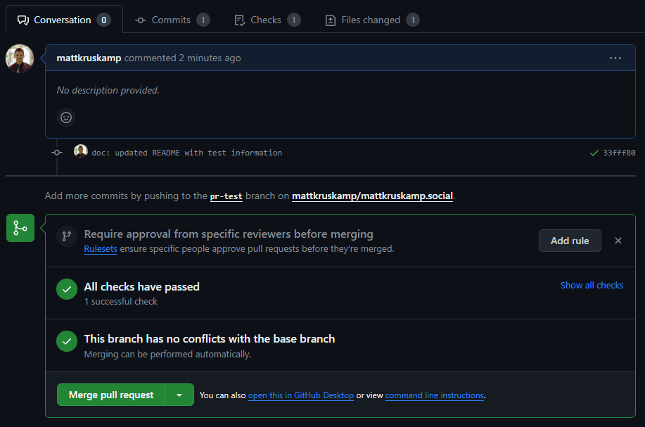 Pull request check
