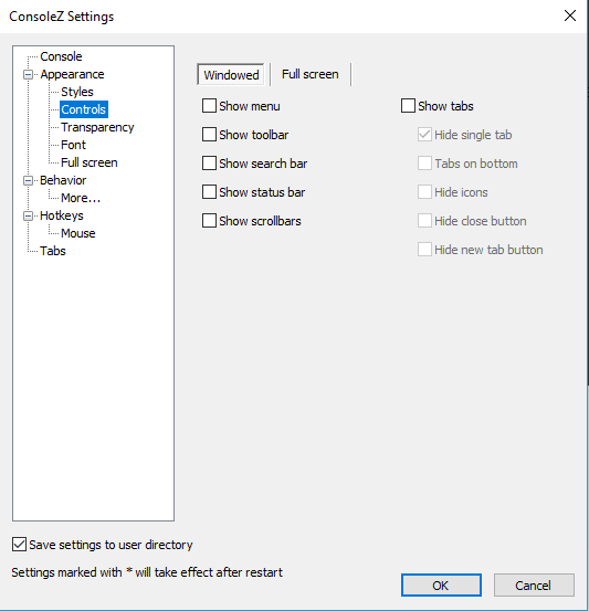 Remove borders in controls section of consolez