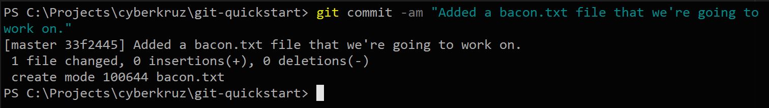 Git status showing commit details