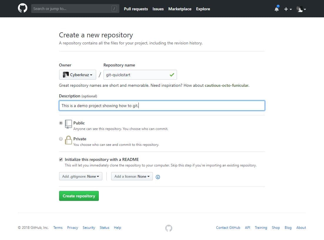Create a new repository