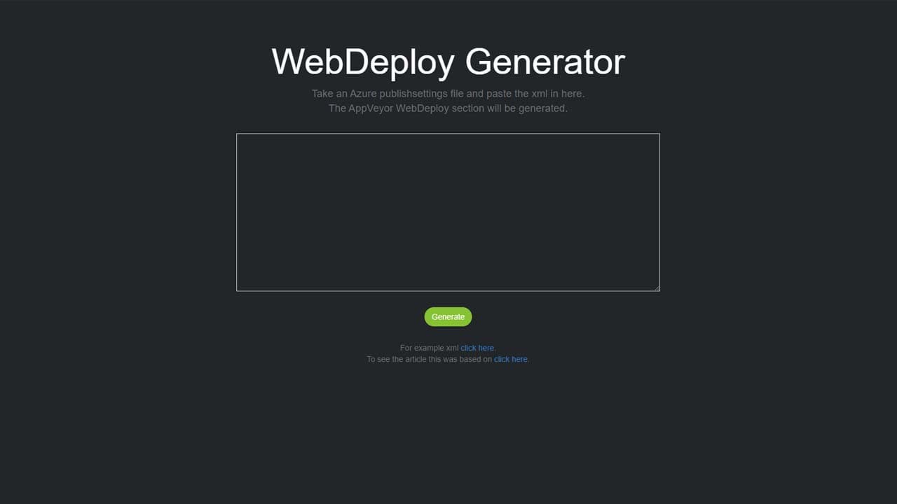 Appveyor Webdeploy Generator